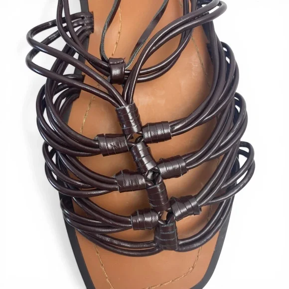 ZARA Flat Lace-up Sandals with multiple straps in Brown Size 40 - Picture 5 of 7